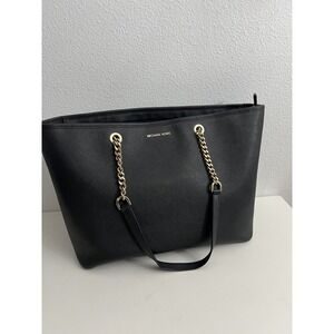 Michael Kors Jet Set Bag Chain Strap MultiFunction Tote black gold Handbag